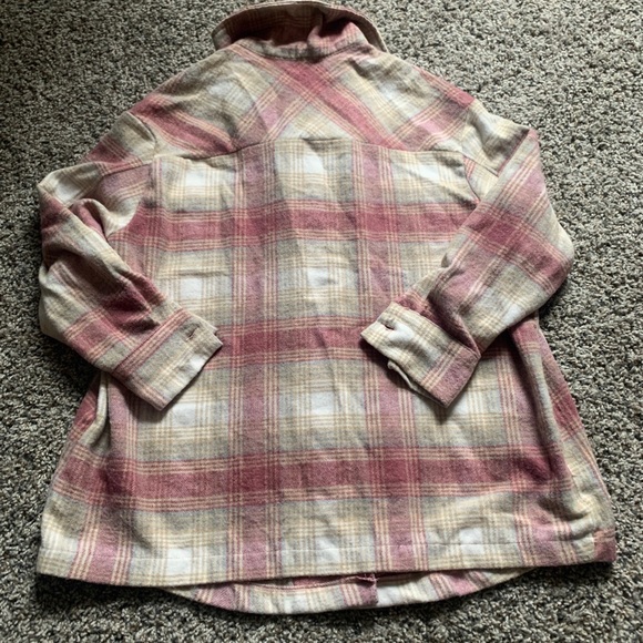 Expressions Checkered Utility Wool Blend Shacket in Pink and Cream - Picture 4 of 4